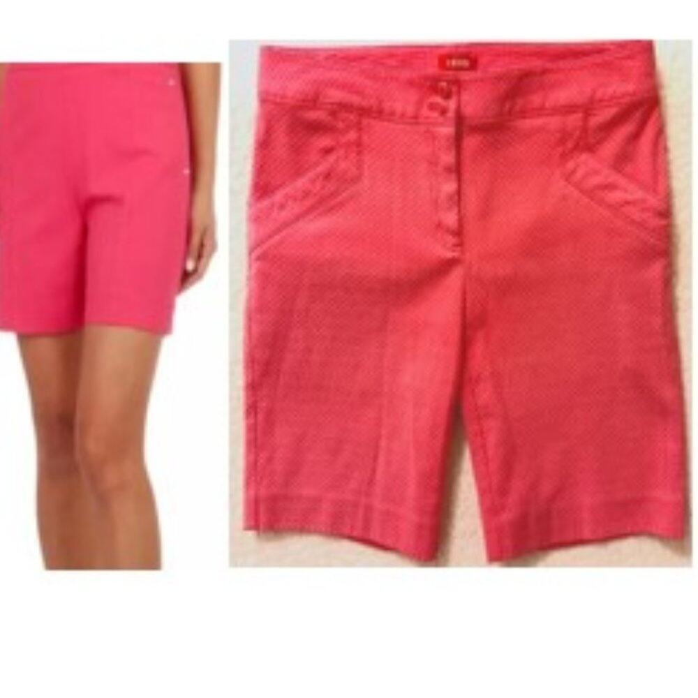 IZOD Shorts Size 2 BEEHIVE‎ Weaved Fabric Coral Pink Pockets Preppy Golf Travel